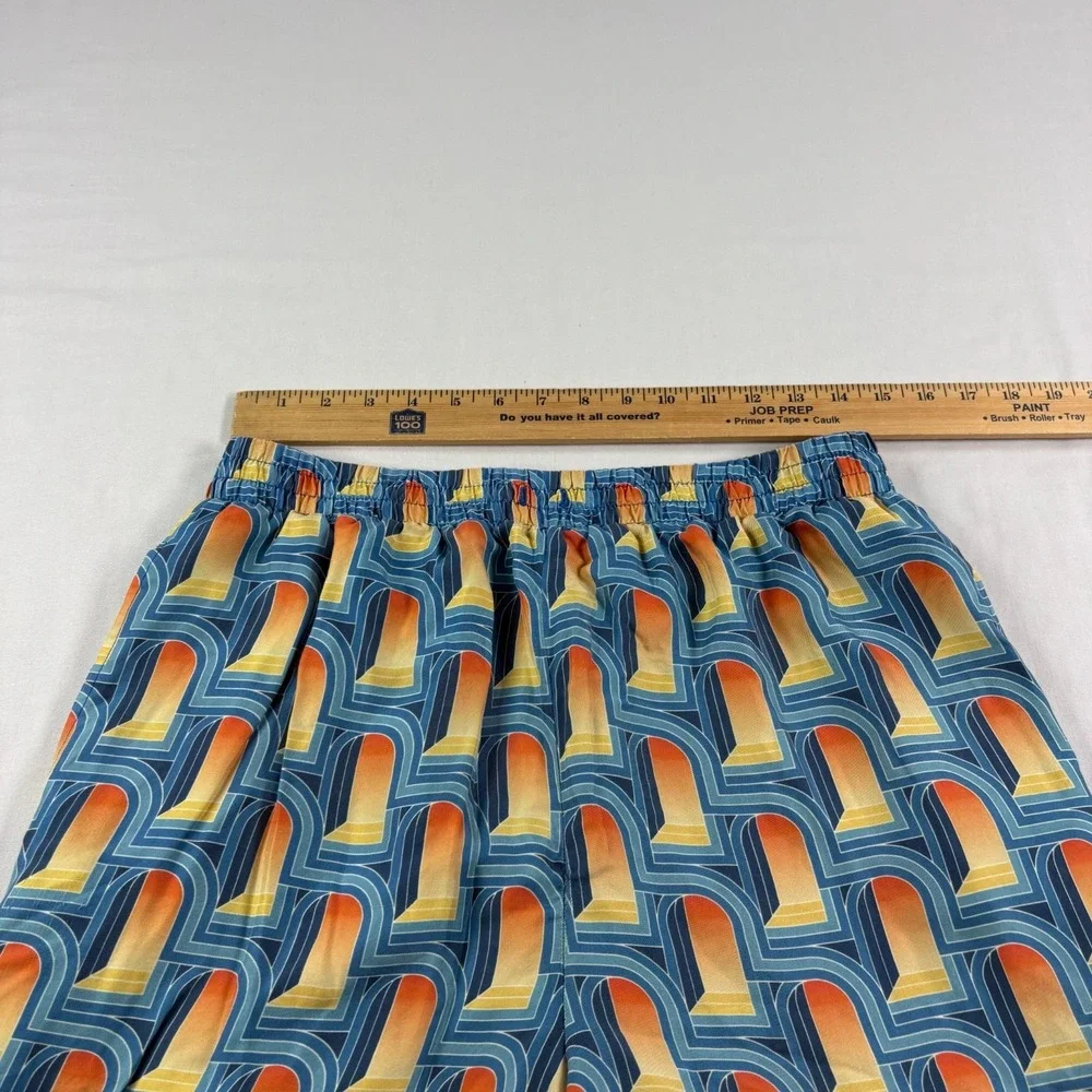 Casablanca Tennis Club Shorts‎ Mens XL Blue Silk Stretch Casual Italy Made